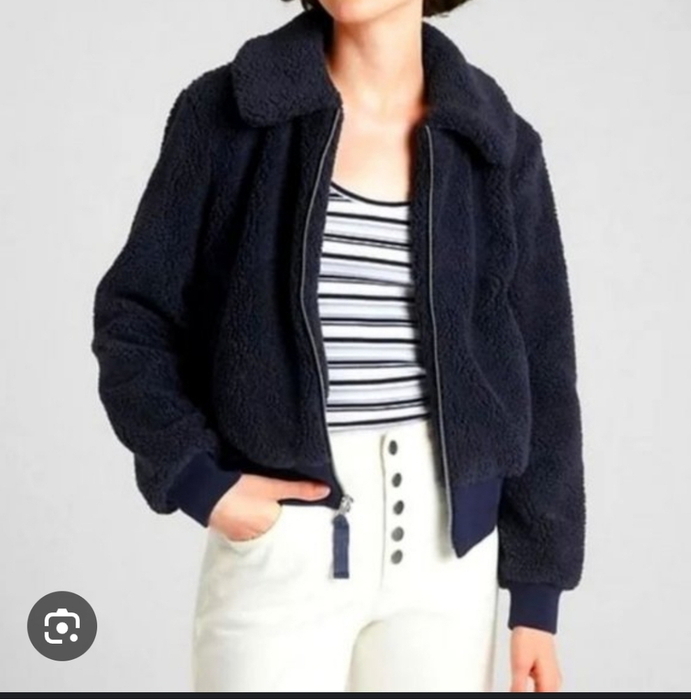 GAP Womens Size XS Navy Sherpa Bomber Style Jacket